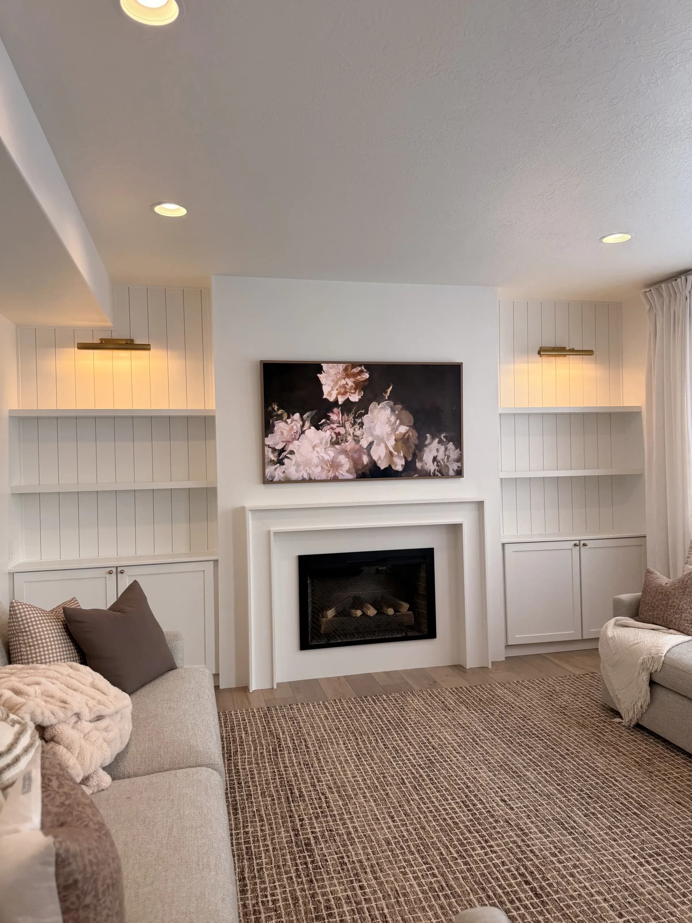 Living room fireplace with built-ins by BK Toolbox